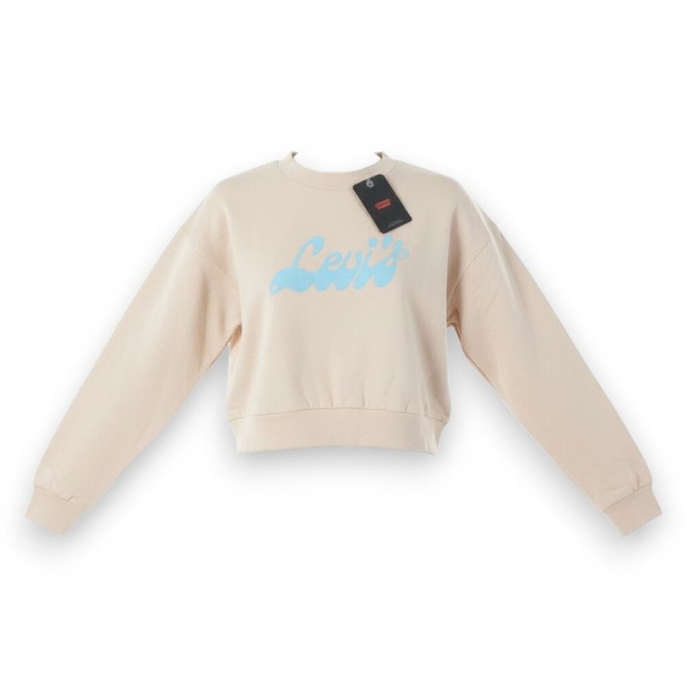 Levi's Peach Pink Graphic Logo Cropped Crewneck Pullover Sweatshirt Size Medium